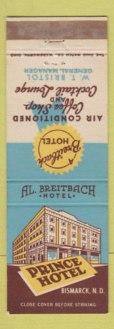 Matchbook Cover - Prince Hotel Bismarck ND WEAR #1