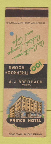 Matchbook Cover - Prince Hotel Bismarck ND #2