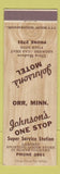 Matchbook Cover - Johnson's One Stop Motel oil gas Orr MN