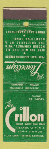 Matchbook Cover - Crillon Hotel Atlantic City NJ Llewellyn
