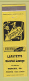 Matchbook Cover - Lafayette Cocktail Lounge Mercer PA