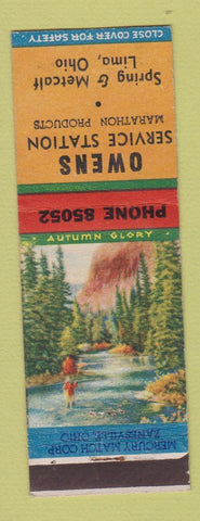 Matchbook Cover - Owens Service Marathaon oil gas Lima OH
