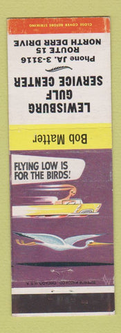 Matchbook Cover - Lewisburg Gulf oil gas  PA