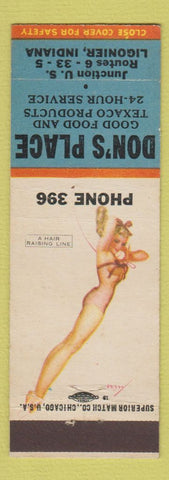 Matchbook Cover - Don's Place Ligonier IN Texaco oil gas pinup