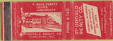 Matchbook Cover - McDonald Realty Charlotte NC WORN