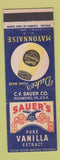 Matchbook Cover - Duke's Mayonnaise Sauer's Vanilla Extract Richmond VA