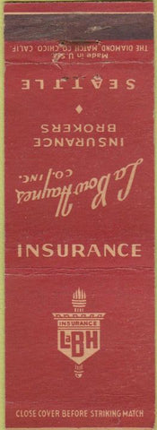 Matchbook Cover - La Bow Haynes Insurance Seattle WA