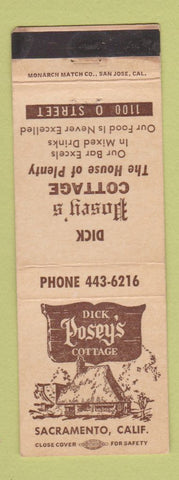 Matchbook Cover - Dick Posey's Cottage Sacramento CA
