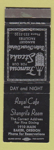 Matchbook Cover - Royal Cafe Shangrila Room Baker OR WEAR