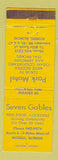 Matchbook Cover - Park Motel Seven Gables Restaurant Morris IL