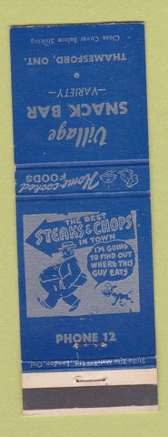 Matchbook Cover - Village Snack Bar Thamesford ON
