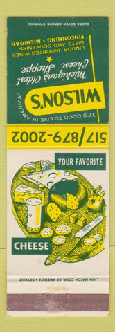 Matchbook Cover - Wilson's Cheese Shoppe Pinconning MI