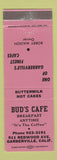 Matchbook Cover - Bud's Cafe Garberville CA