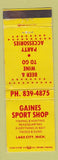 Matchbook Cover - Gaines Sport Shop Lake City MI