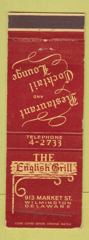 Matchbook Cover - The English Grill Wilmington DE