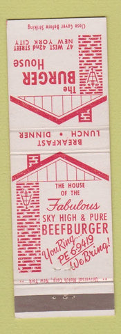 Matchbook Cover - Burger House hamburgers New York City #1