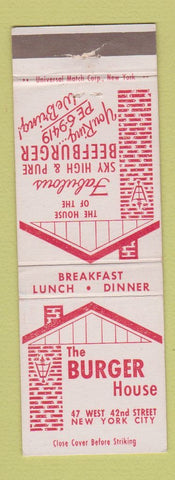Matchbook Cover - Burger House hamburgers New York City #2