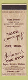 Matchbook Cover - Johnson's Motel oil gas Orr MN