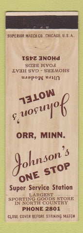 Matchbook Cover - Johnson's Motel oil gas Orr MN