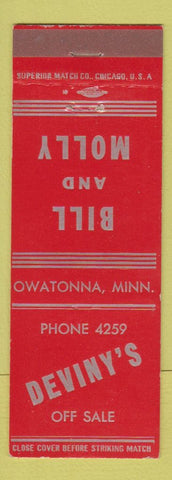 Matchbook Cover - Deviny's Off Sale Liquor bar? Owatonna MN