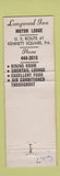 Matchbook Cover - Longwood Inn Motor Lodge Kennett Square PA
