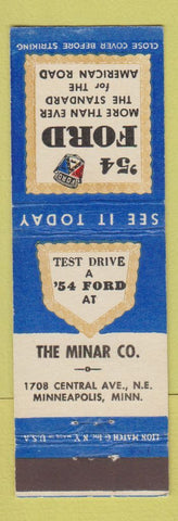Matchbook Cover - 1954 Ford Minar Minneapolis MN