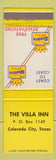 Matchbook Cover - Villa Inn Colorado City TX Best Western