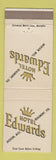 Matchbook Cover - Hotel Edwards Jackson MS Beaumont TX