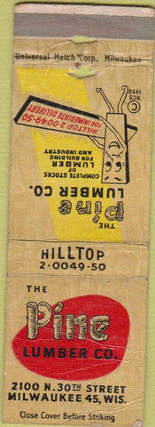 Matchbook Cover - Pine Lumber Milwaukee WI WORN