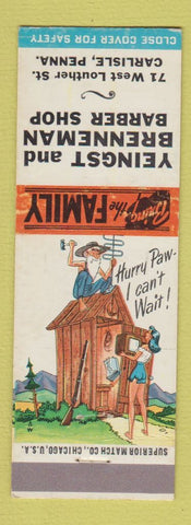 Matchbook Cover - Yeingst and Brenneman Barber Shop Carlisle PA hillbilly