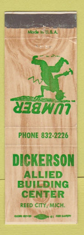Matchbook Cover - Dickerson Allied Building Center Lumber Reed City MI