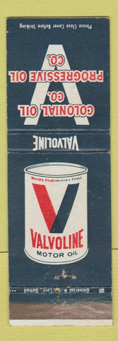 Matchbook Cover - Valvoline oil gas Colonial Oil IN MI WEAR