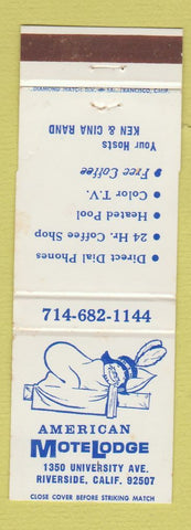 Matchbook Cover - American Motel Lodge Riverside CA Indian
