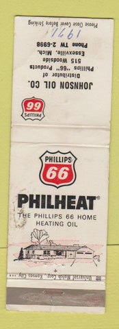 Matchbook Cover - Phillips 66 oil gas heating Essexville MI WORN