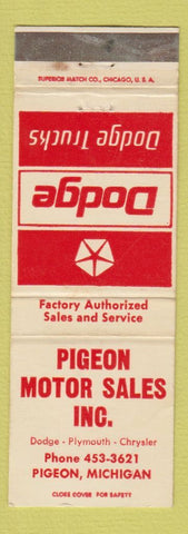 Matchbook Cover - Dodge Trucks Piegon Motor Sales Pigeon MI