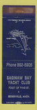 Matchbook Cover - Saginaw Bay Yacht Club Essexville MI