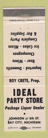 Matchbook Cover - Ideal Party Store Bay City MI liquor