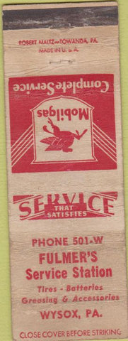 Matchbook Cover - Fulmer's Mobil oil gas Wysox PA POOR
