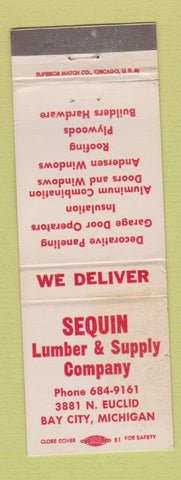 Matchbook Cover - Sequin Lumber and Supply Bay City MI WEAR