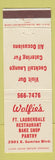 Matchbook Cover - Wolfie's Restaurant Fort Lauderdale FL
