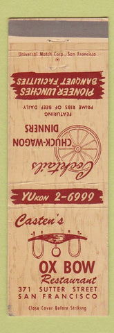 Matchbook Cover - Casten's Ox Bow Restaurant San Francisco CA