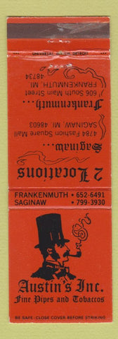Matchbook Cover - Austin's Pipes Tobacco Frankenmuth MI