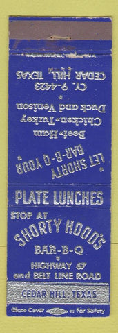 Matchbook Cover - Shorty Hood's BBQ Cedar Hill TX