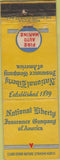 Matchbook Cover - National Liberty Insurance Philadelphia PA WORN