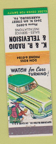 Matchbook Cover - K&R Radio TV Harrisburg PA
