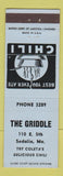 Matchbook Cover - The Griddle Sedalia MO Chili