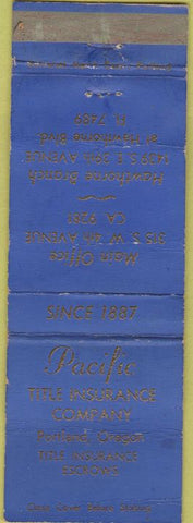Matchbook Cover - Pacific Title Insurance Portland OR CREASES