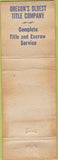 Matchbook Cover - Pacific Title Insurance Portland OR CREASES