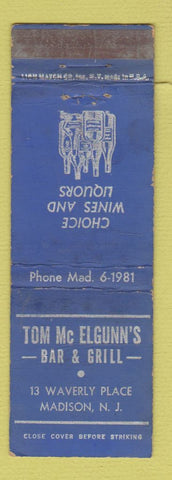 Matchbook Cover - Tom McElgunn's Bar Grill Madison NJ WEAR