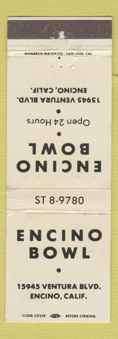 Matchbook Cover - Encino Bowl bowling Encino CA WEAR